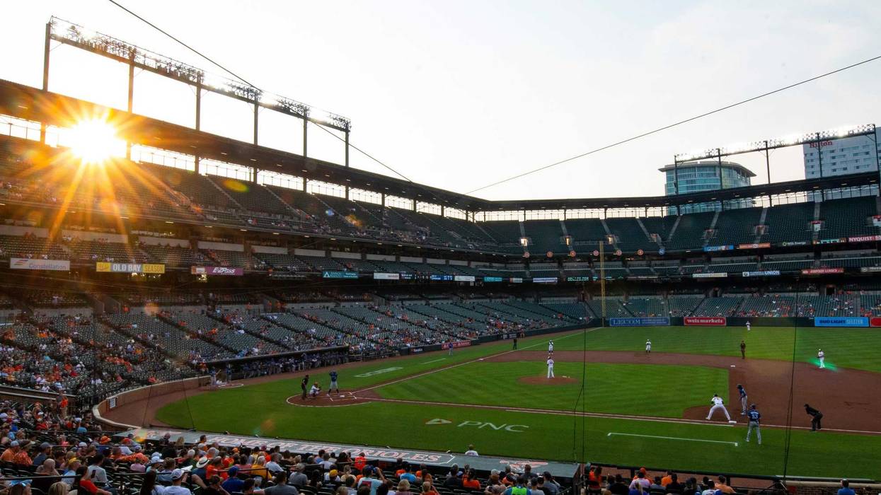 Camden Yards at sunset