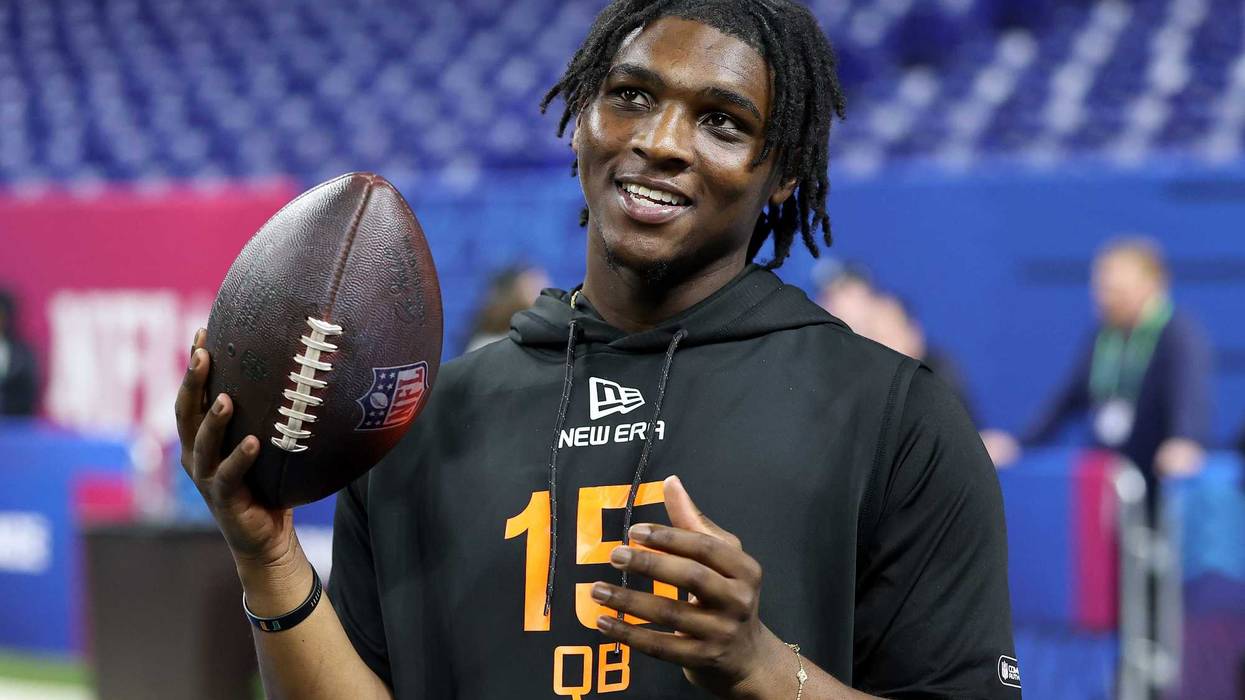 Cameron Ward #QB15 of Miami-FL looks o during the NFL Scouting Combine at Lucas Oil Stadium on March 01, 2025 in Indianapolis, Indiana.