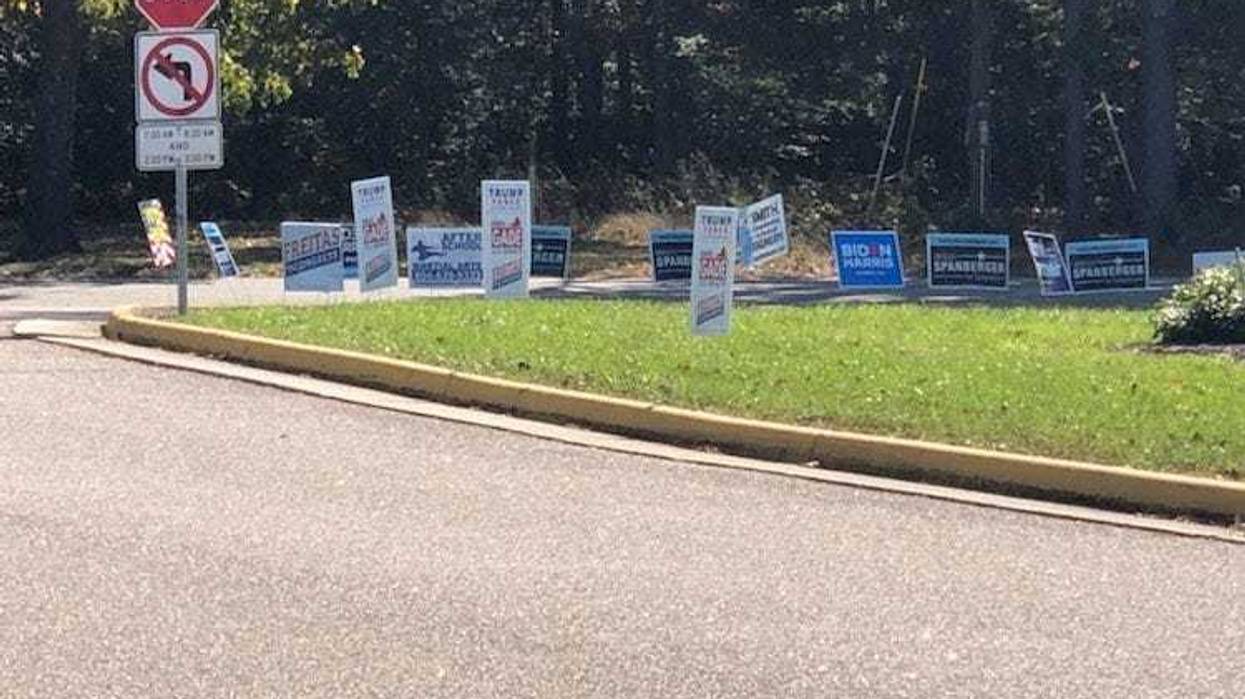 Campaign signs at a polling place in Western Chesterfield (Photo Credit: Matt Demlein/WRVA)