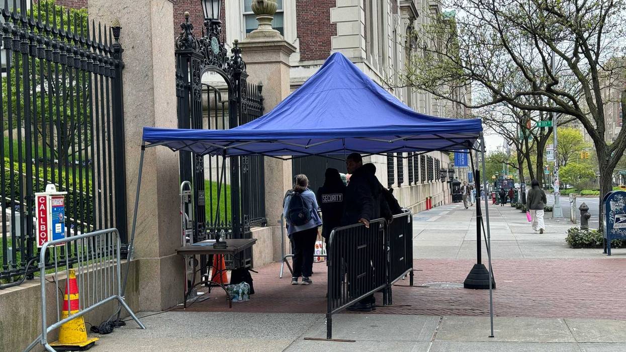 Campus security on Sunday was posted at each entrance to Columbia University's Morningside Heights campus and restricting access to only those with a valid university ID.