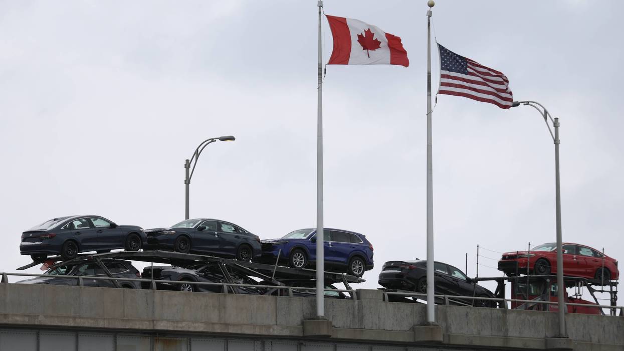 Canadian and U.S. flags