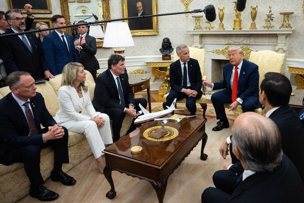 Canadian Prime Minister Mark Carney meets with U.S. President Donald Trump in the Oval Office at the White House May 6, 2025.