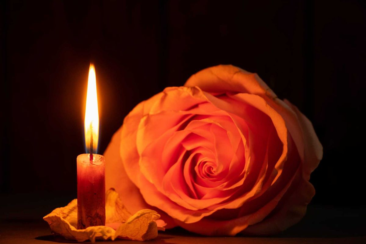 Candle and flower