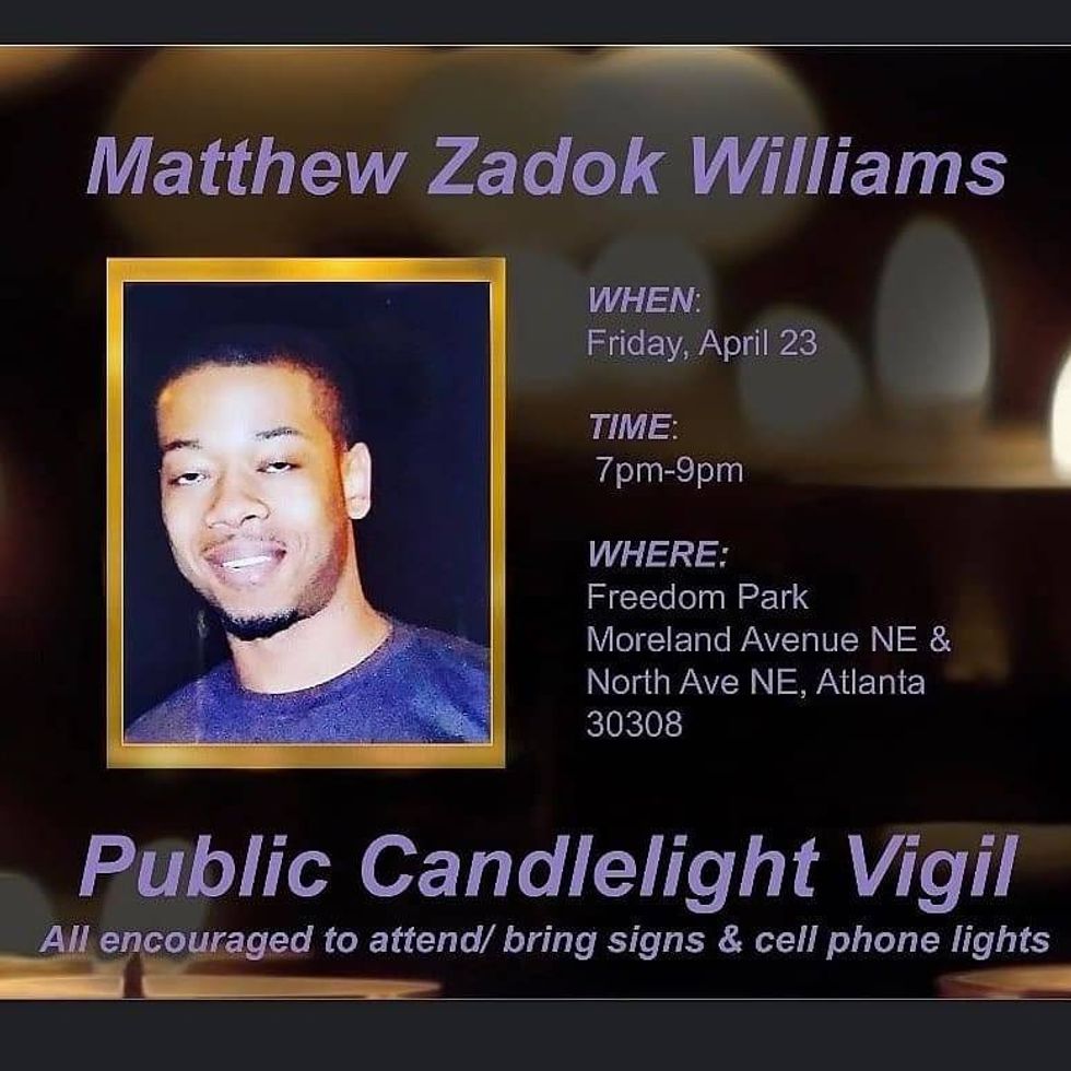 CANDLE LIGHT VIGIL FOR MATTHEW ZADOK WILLIAMS