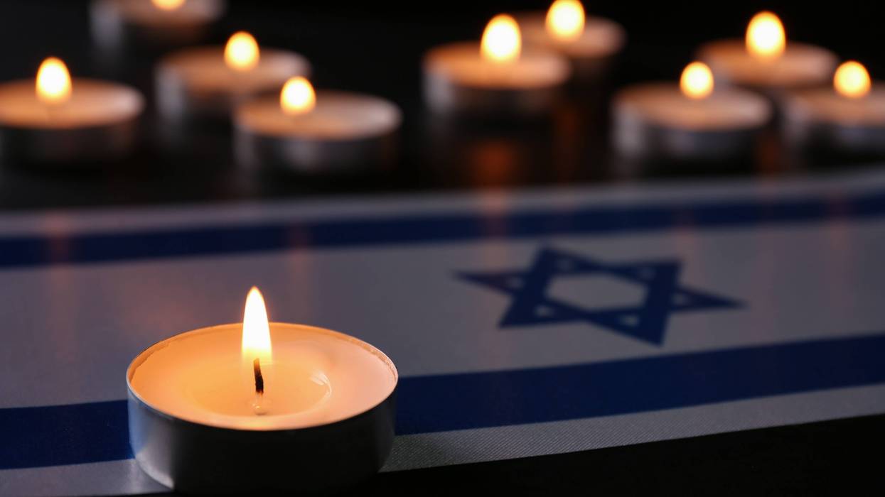 candles with israeli flag