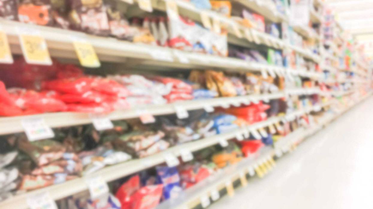 Candy aisle at convenience store stock photo.