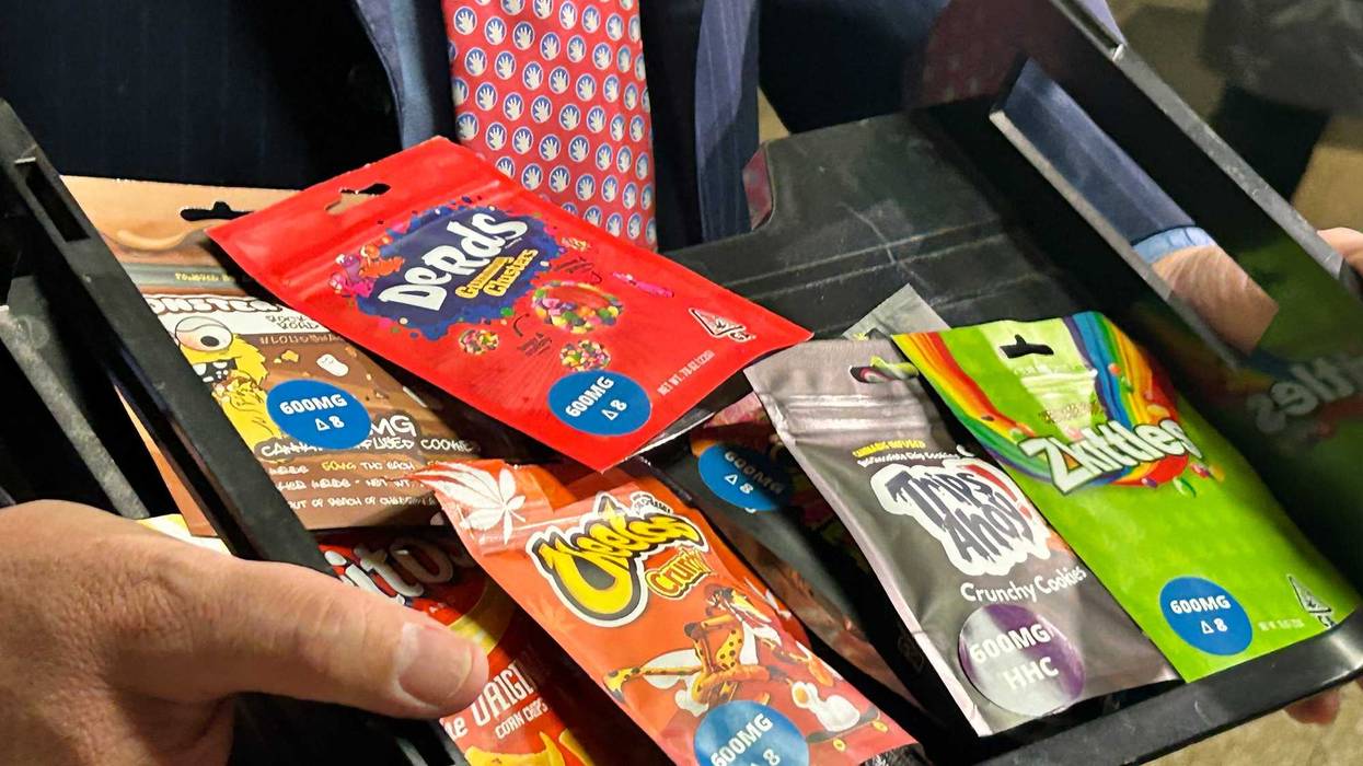 candy products with THC on tray