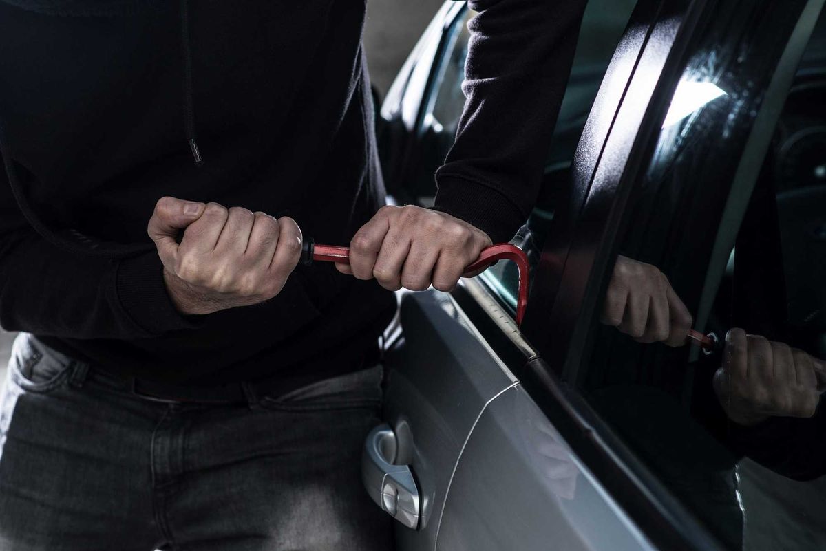 Car burglary stock photo.