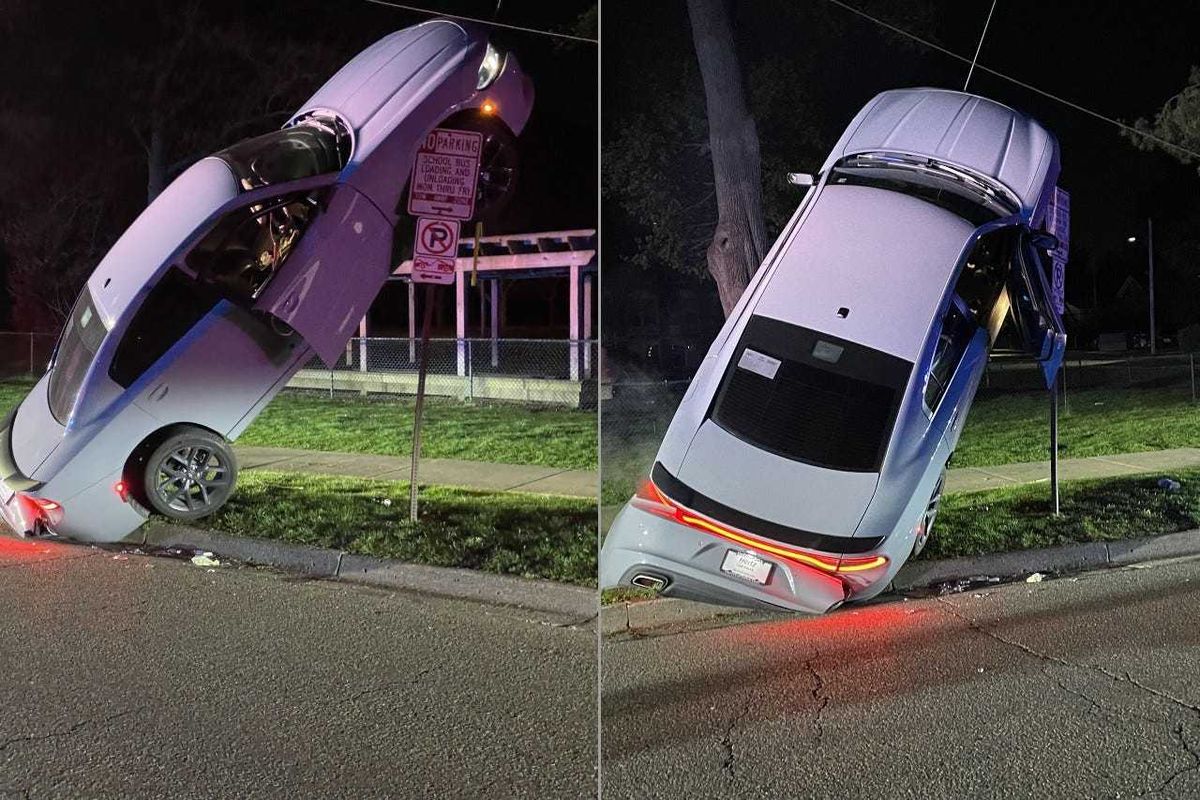 car ends up vernicle