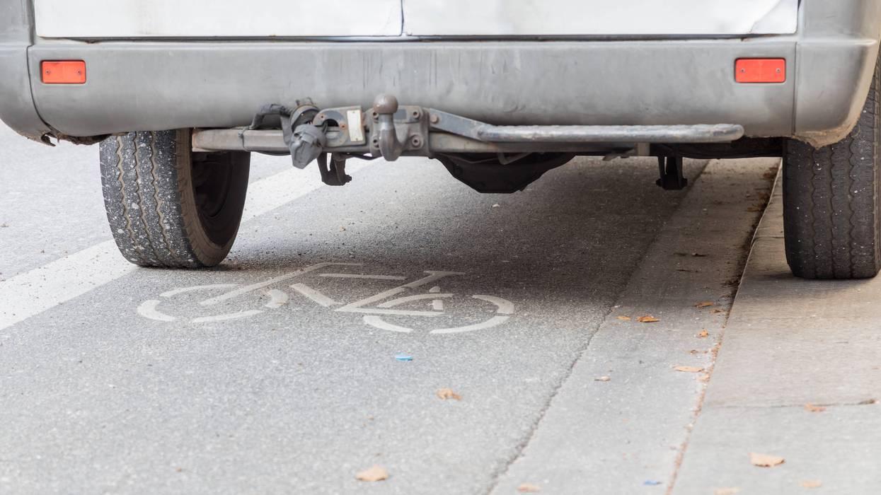 Car in bike lane