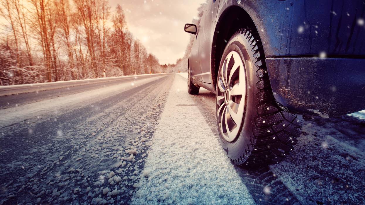 car on winter road