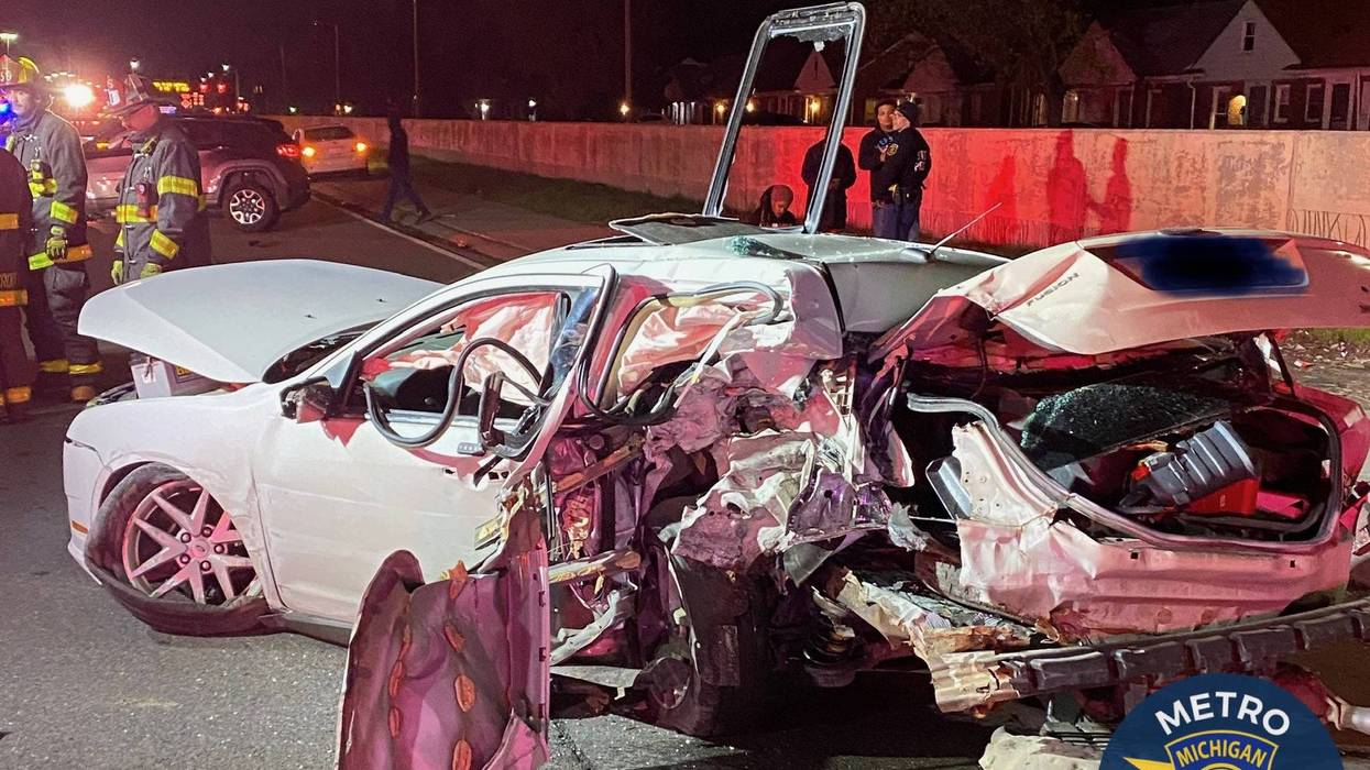 Car severely damaged in Southfield Freeway crash