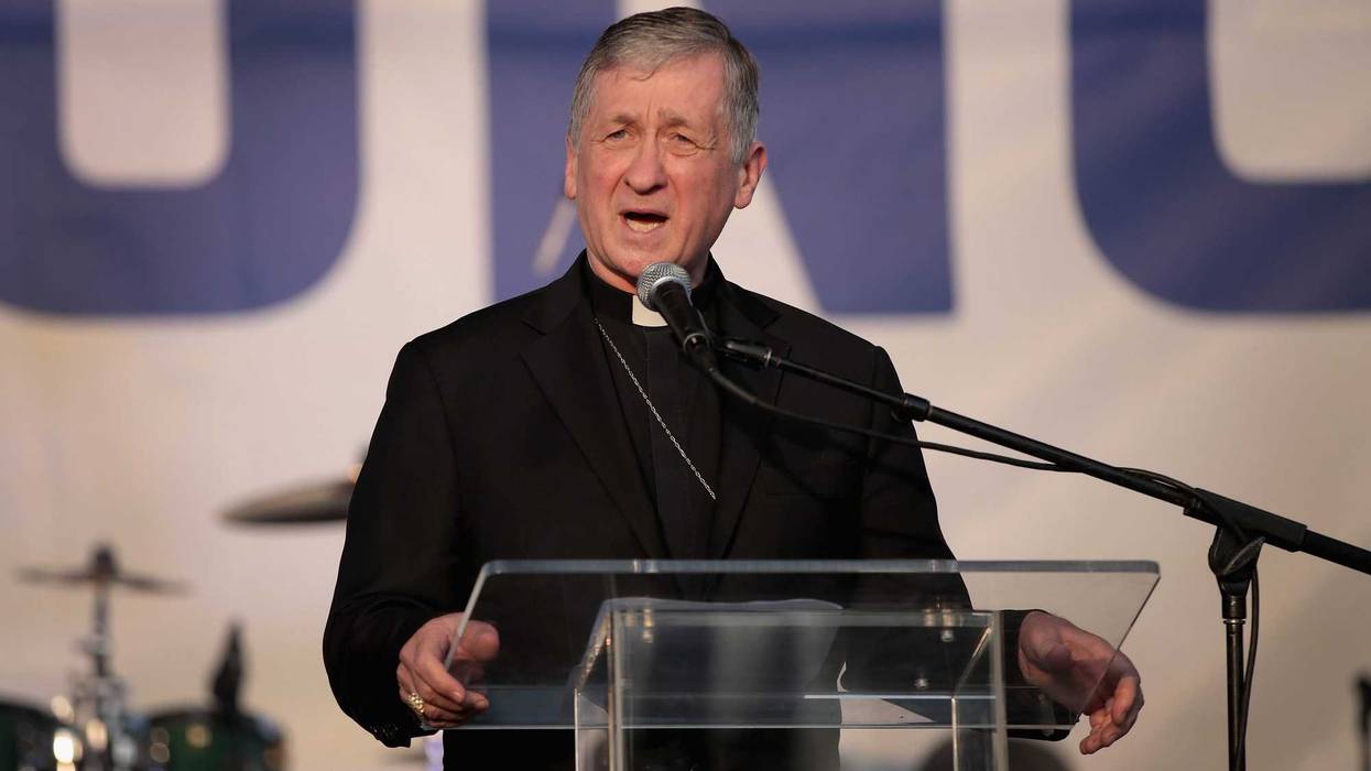 Cardinal Blase Cupich speaks at an end of school year peace rally on June 15, 2018 in Chicago, Illinois.