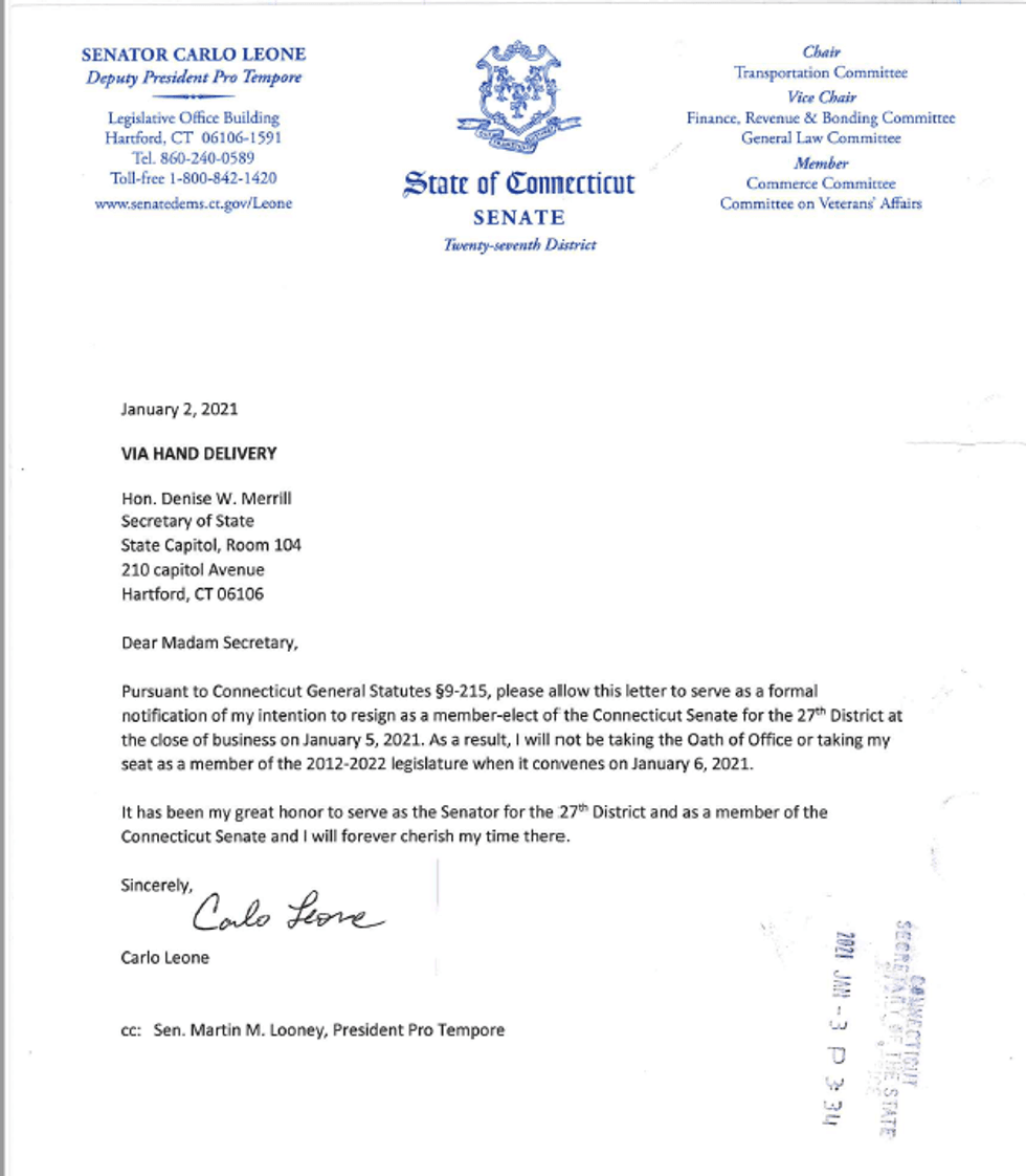 Carlo Leone Resignation Letter