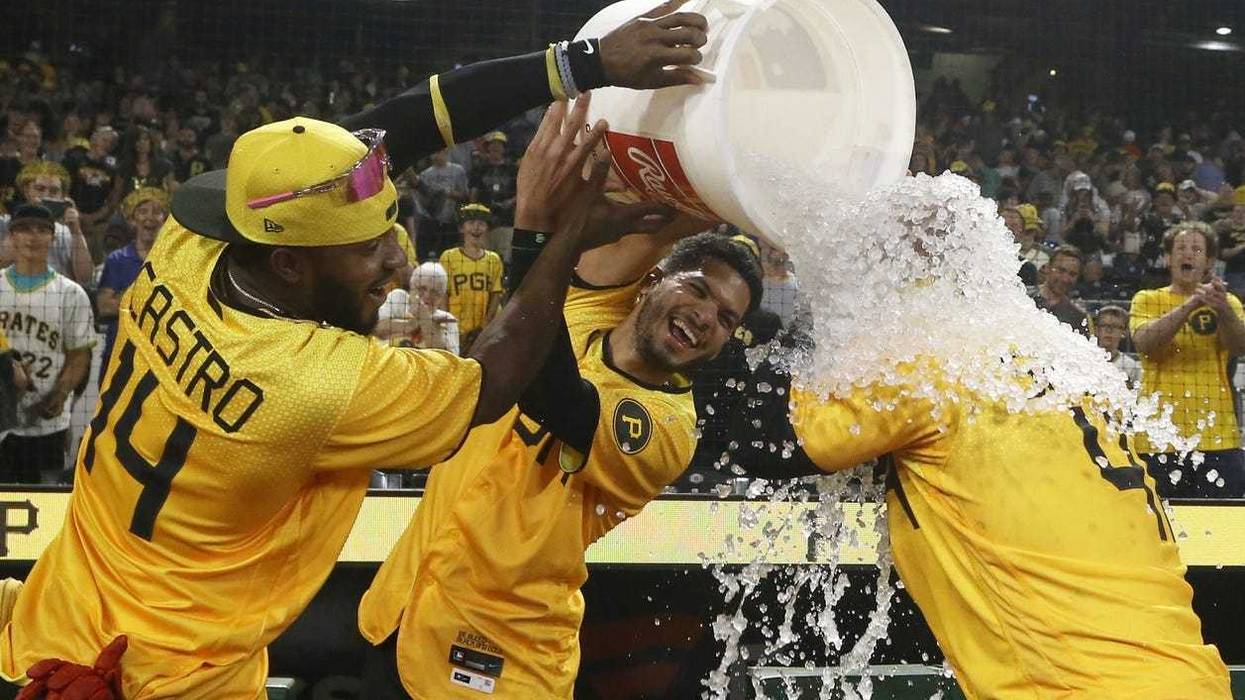 Carlos Santana getting ice bath after GW HR