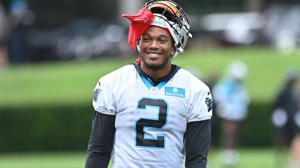 Carolina Panthers wide receiver DJ Moore on the field during training camp