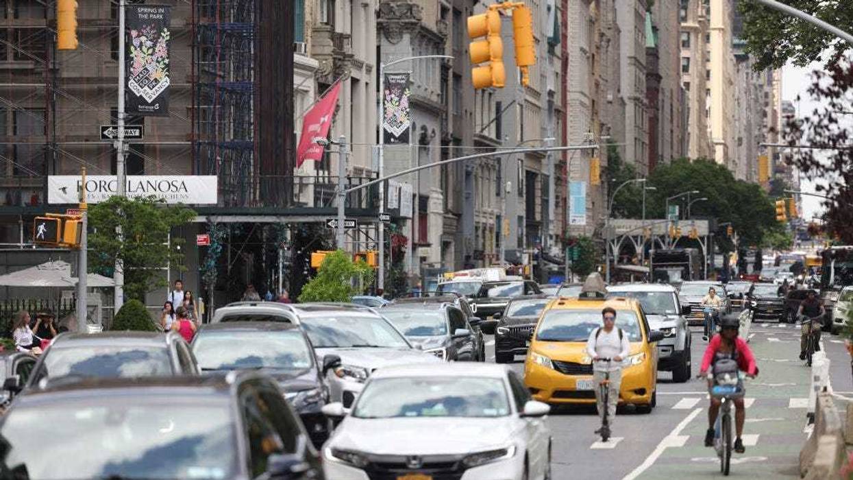 Cars drive along Broadway on June 5, 2024 in NYC.