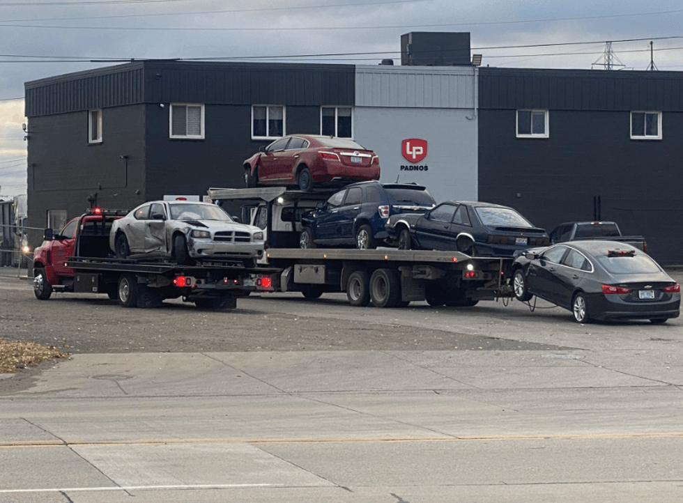 Cars on a truck