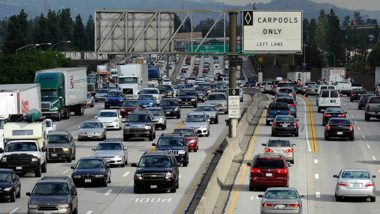 cars on both sides of a freeway