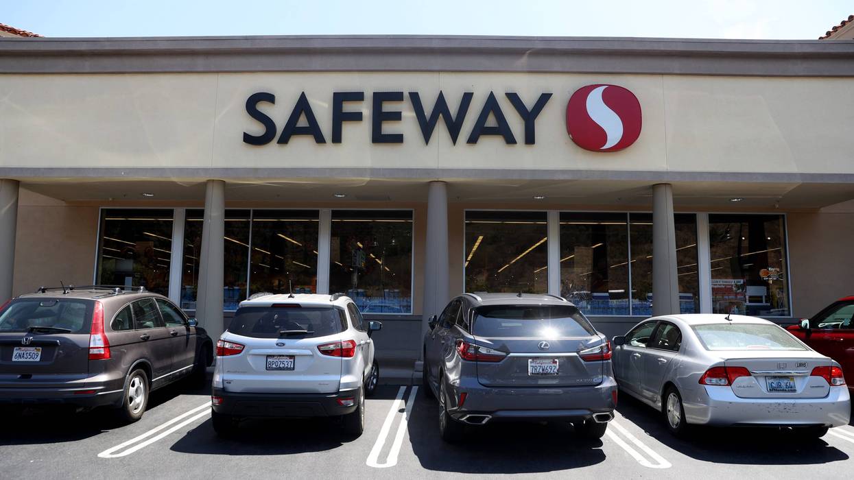 Cars sit parked in front of a Safeway store on July 27, 2020 in Mill Valley, California
