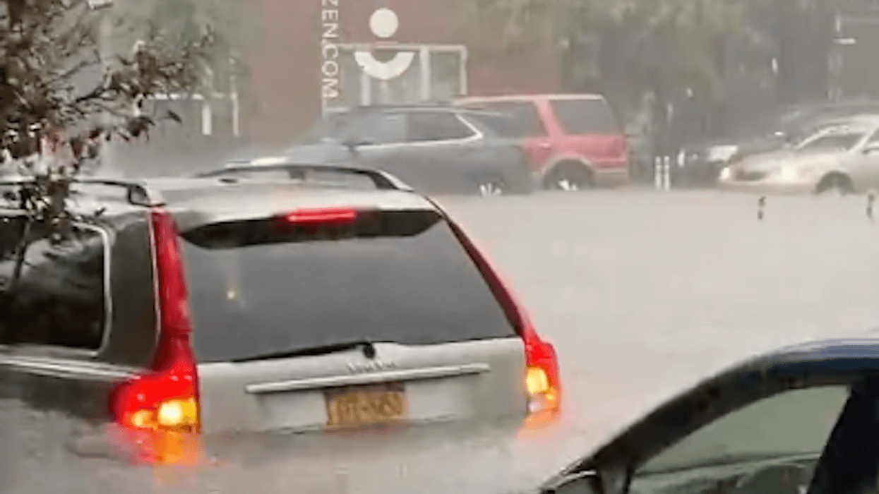 Cars under water after historic rain hits New York on Sept. 29.