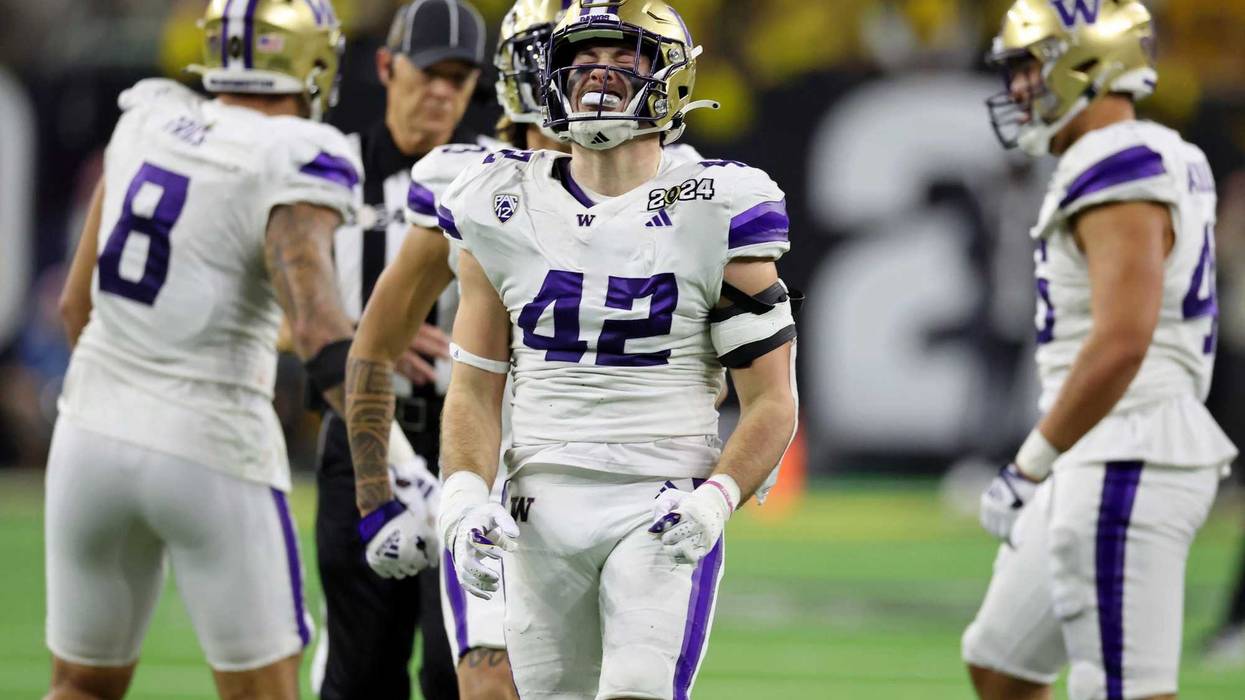 Carson Bruener celebrating against Michigan