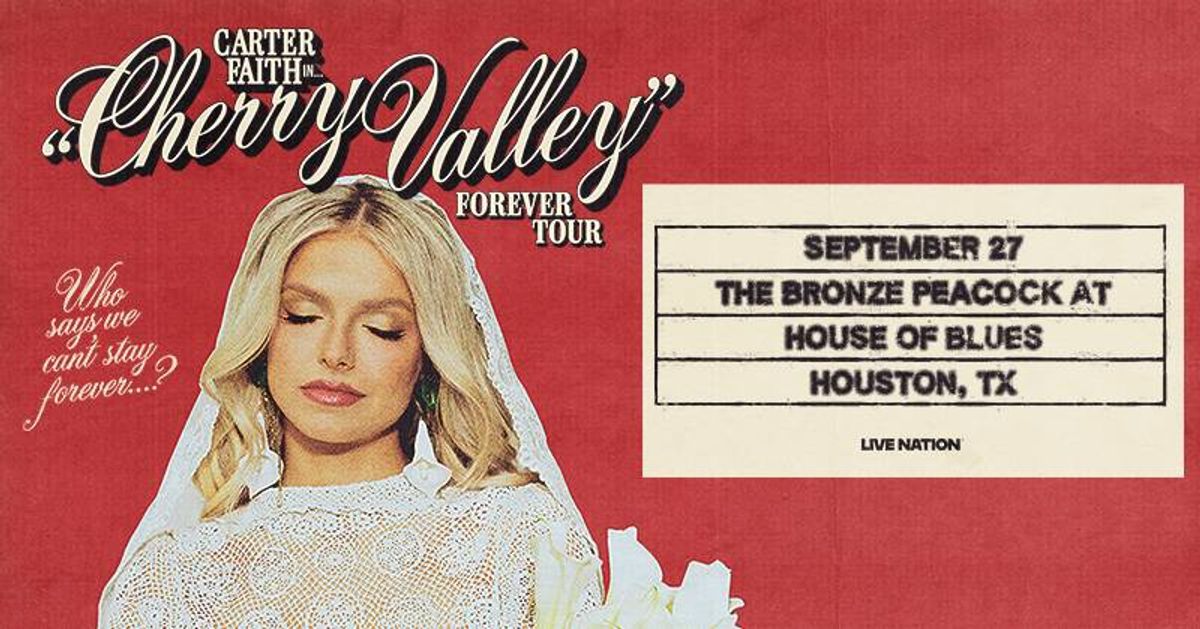 Carter Faith 'Cherry Valley' Forever Tour poster: singer in veil. Sep 27, House of Blues Houston.