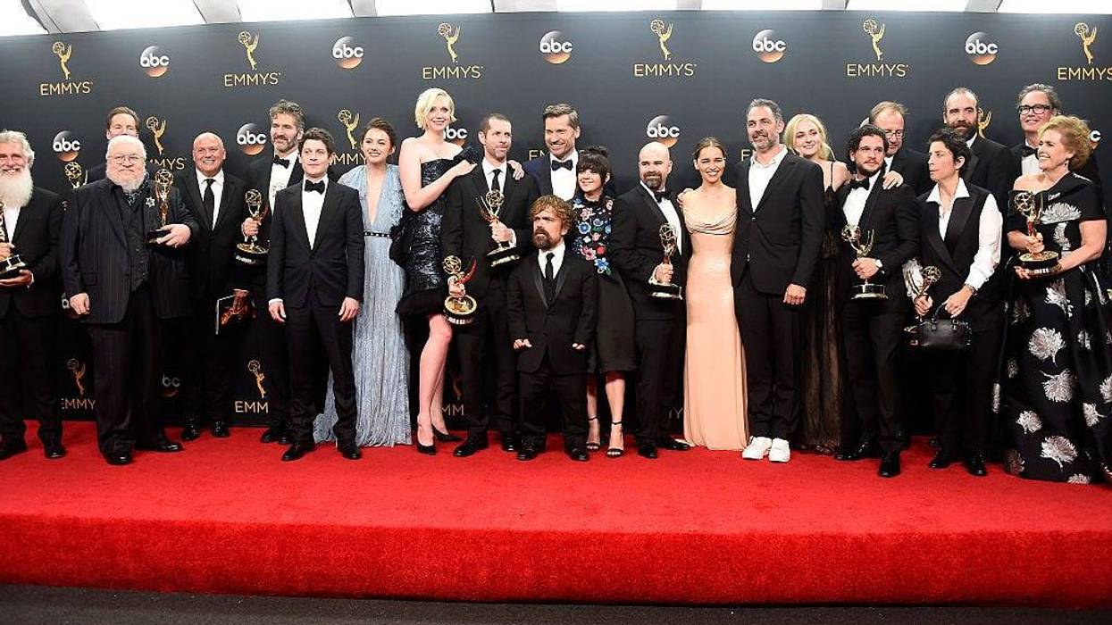 Cast & crew of "Game of Thrones", winners of Best Drama Series, pose in the press room during the 68th Annual Primetime Emmy Awards at Microsoft Theater on September 18, 2016 in Los Angeles, California