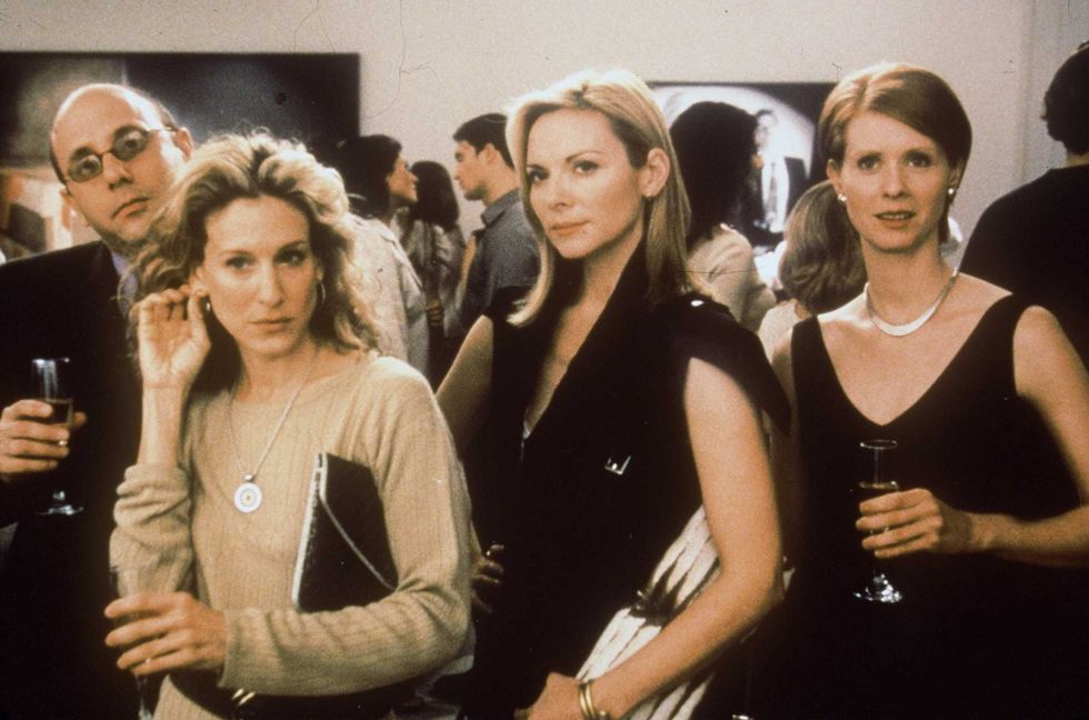 Cast members (from left to right) Willie Garson (Stanford), Sarah Jessica Parker (Carrie), Kim Cattrall (Samatha) and Cynthia Nixon (Amanda) act in a scene from the HBO television series "Sex and the City" third season, episode "Boy, Girl, Boy, Girl."