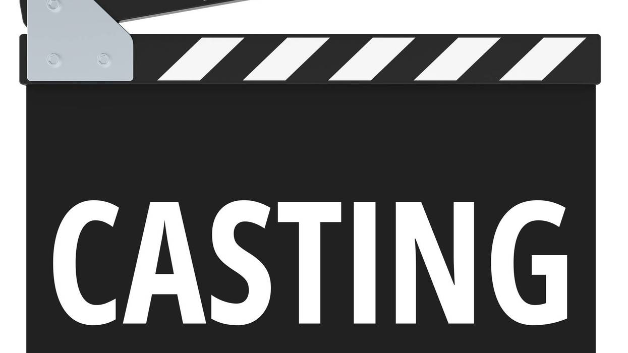 Casting concept with movie clapperboard. 3D rendering