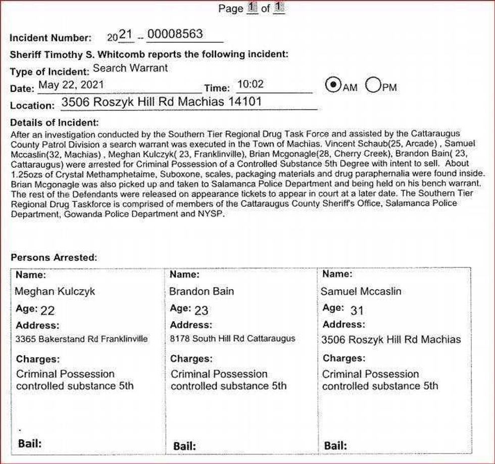 Cattaraugus drug arrests