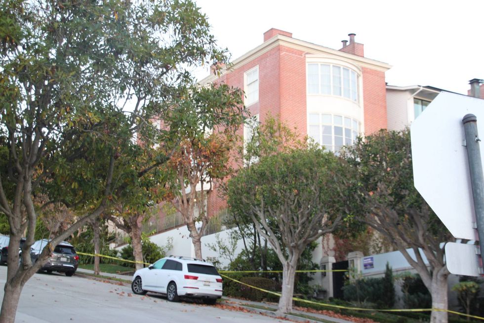 Caution tape around the residence of Nancy and Paul Pelosi.