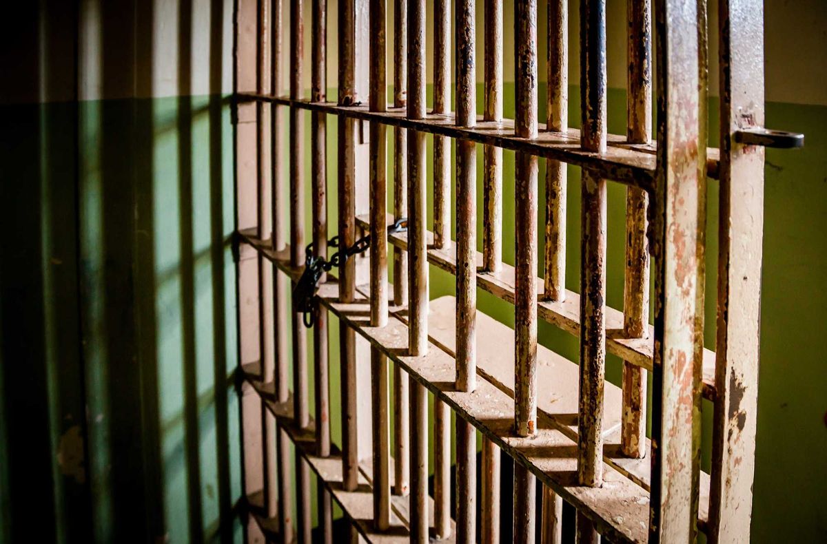 Cell door stock photo.