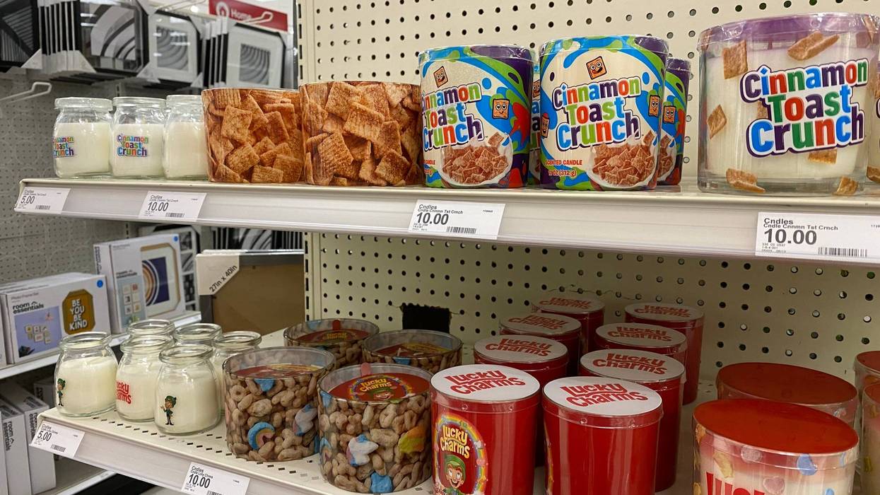 Cereal candles on a shelf at Target