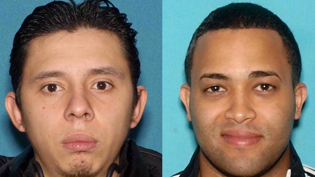 Cesar Santana and Leiner Miranda Lopez, the two suspects wanted in connection to the murder of Lux Hernandez. The Hudson County Prosecutor's Office shared the mugshots on Facebook, but did not specify who was who.