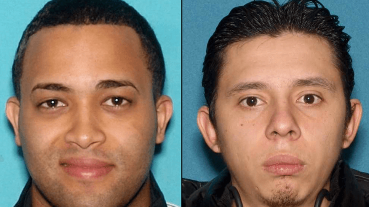 Cesar Santana (left) is facing murder charges in the case of Luz Hernandez, and authorities are searching for Leiner Miranda Lopez (right) for his alleged role in her murder.