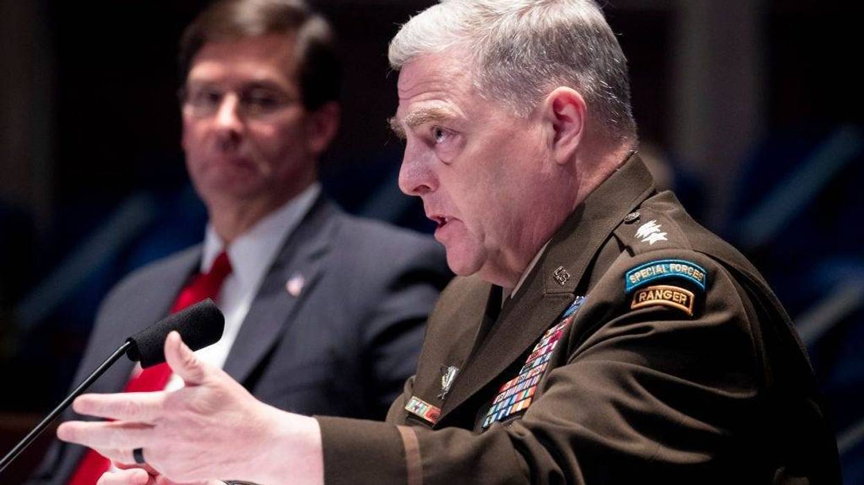 Chairman of the Joint Chiefs of Staff General Mark Milley (R) and US Secretary of Defense Mark Esper (L) testify before the US House Armed Services Committee hearing on 'Department of Defense Authorities and Roles Related to Civilian Law Enforcement.'