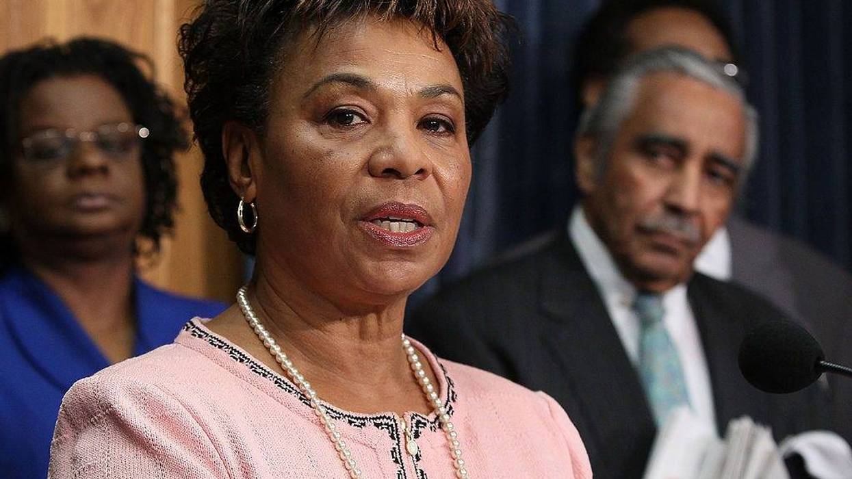 Chairwomen Rep. Barbara Lee (D-CA), speaks while flanked by other members of the Congressional Black Caucus during a news conference on health care on Capitol Hill on March 19, 2010 in Washington, DC.