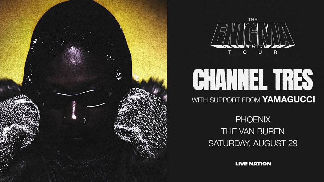 Channel Tres "The Enigma Tour" concert poster with Yamagucci, Phoenix at The Van Buren, August 29.