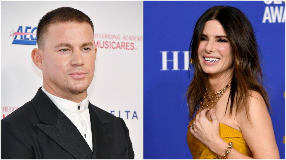 WATCH: Channing Tatum picks up Sandra Bullock and jumps into a pool after wrapping latest movie