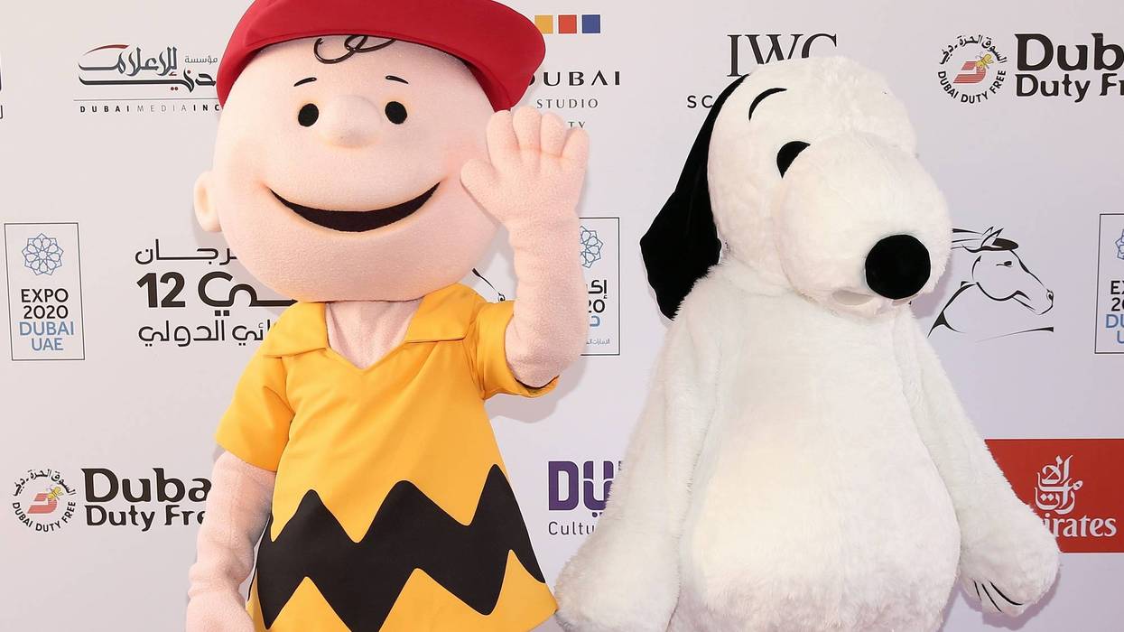 Characters Charlie Brown and Snoopy attend "The Peanuts Movie" premiere