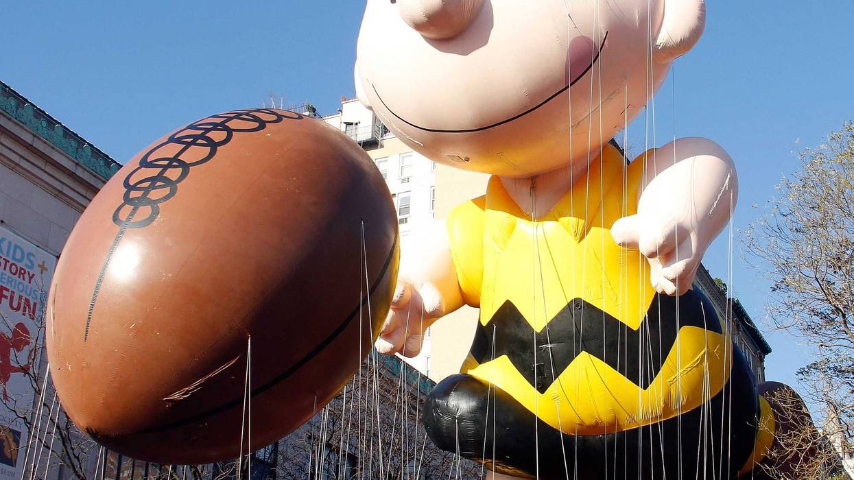 Charlie Brown balloon floats at the 86th Annual Macy's Thanksgiving Day Parade on November 22, 2012 in New York City.