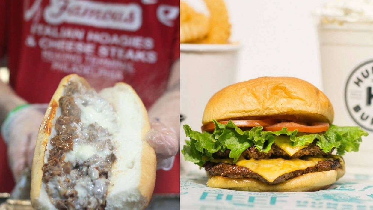 Cheesesteak from Carmen's Famous Italian Hoagies and Cheesesteaks, and cheeseburger from Hunger Burger