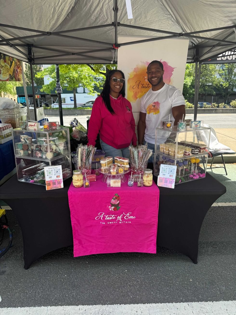 Chef Eme with a Taste of Eme, handmade desserts.