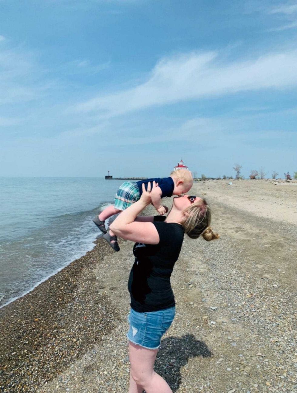 Chelsea Lyons and her new baby boy.