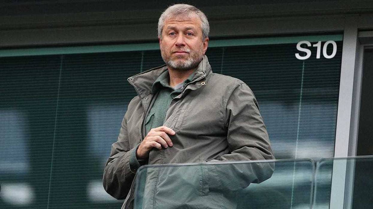 Chelsea owner Roman Abramovich looks on from the stands during the Barclays Premier League match between Chelsea and Manchester City at Stamford Bridge on April 16, 2016 in London, England.