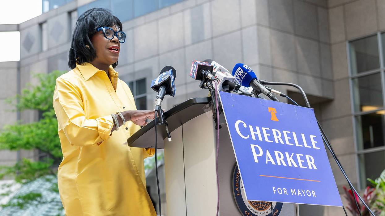 Cherelle Parker is seen during her first press conference after winning the Democratic nomination for mayor in Philadelphia on May 22, 2023, in Philadelphia.
