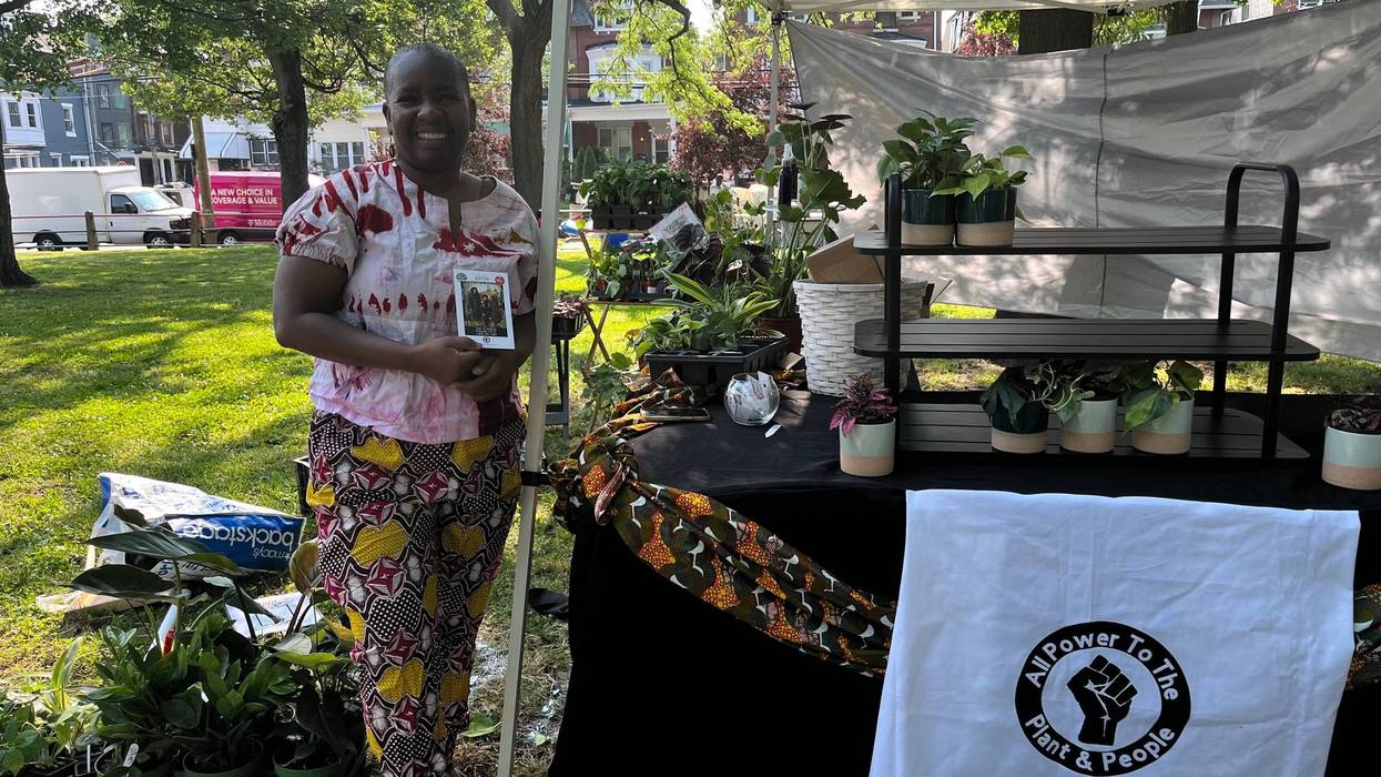 Cherron Perry-Thomas, co-owner of Plant & People in West Philadelphia, joined thousands at the Juneteenth parade and festival at Malcolm X Park, June 18, 2023.