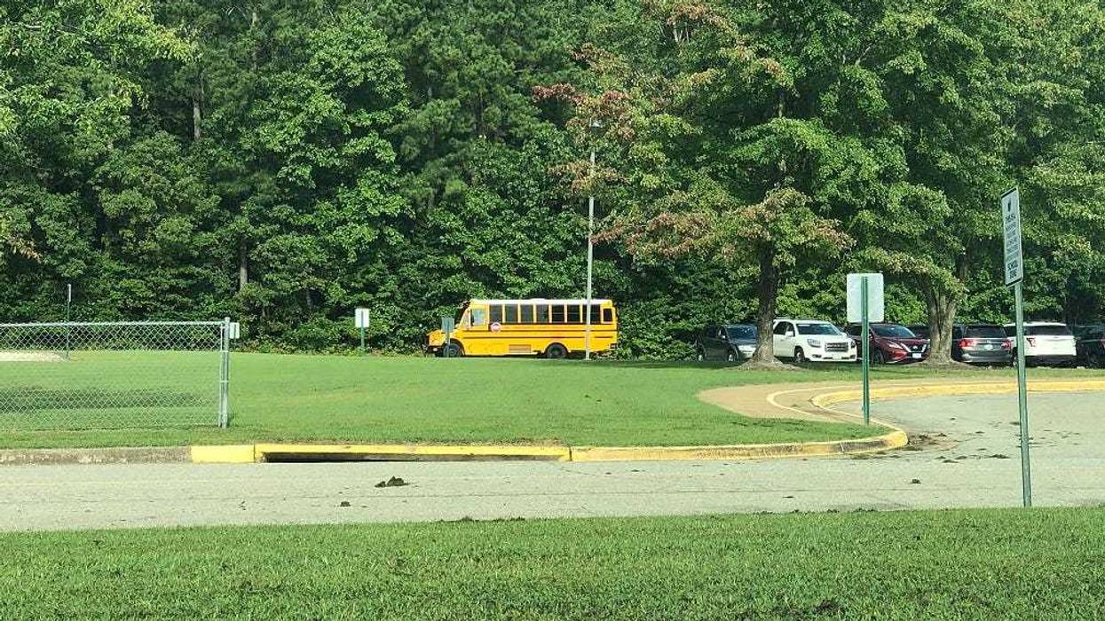 Chesterfield School Bus drives by Jacobs Road Elementary