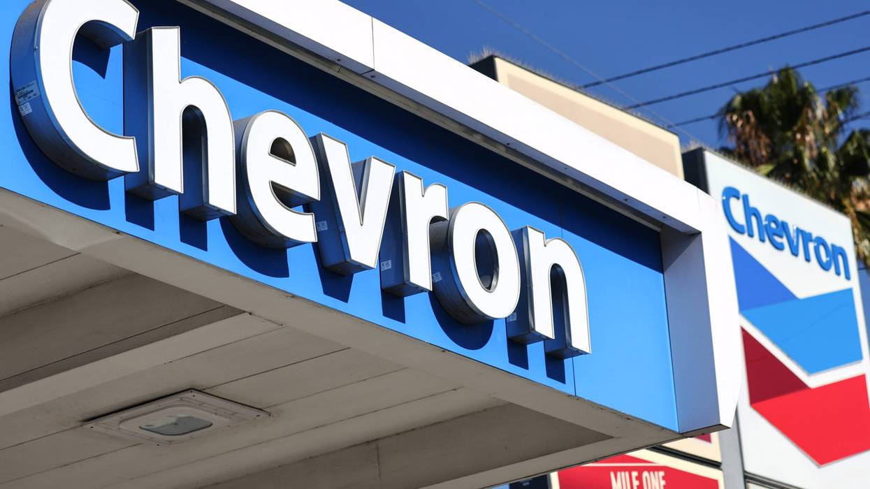 chevron logo on gas station